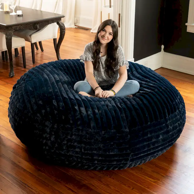 6 Foot Large Bean Bag Chair, Faux Fur