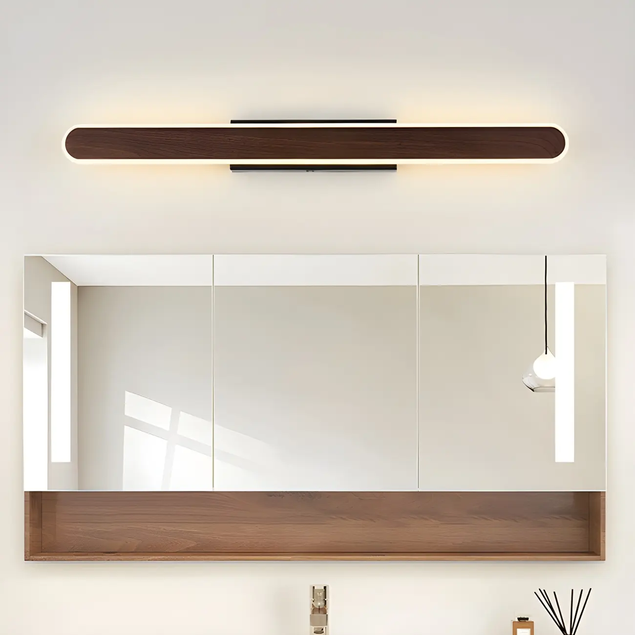 Modish Walnut Oval Acrylic LED Vanity Light