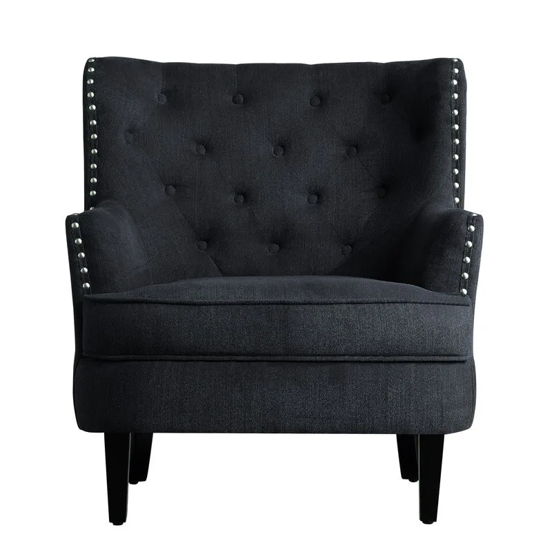 Moser Bay Mignon Velvet / Linen 30  Wide Tufted Wingback Accent Chair