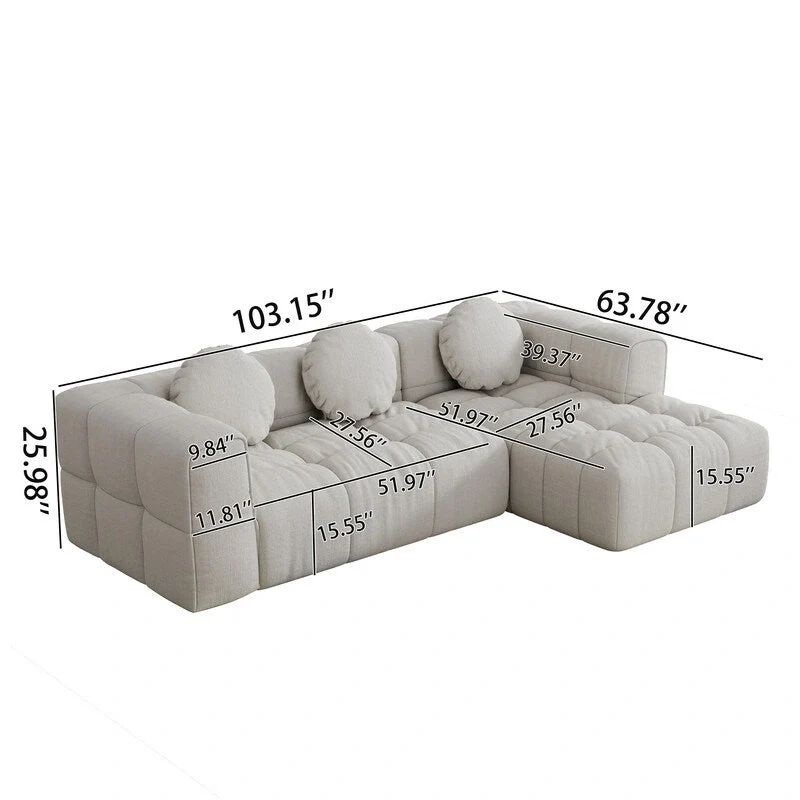 103 L-Shaped Modular Sofa, Free Combination (Left and Right Facing)