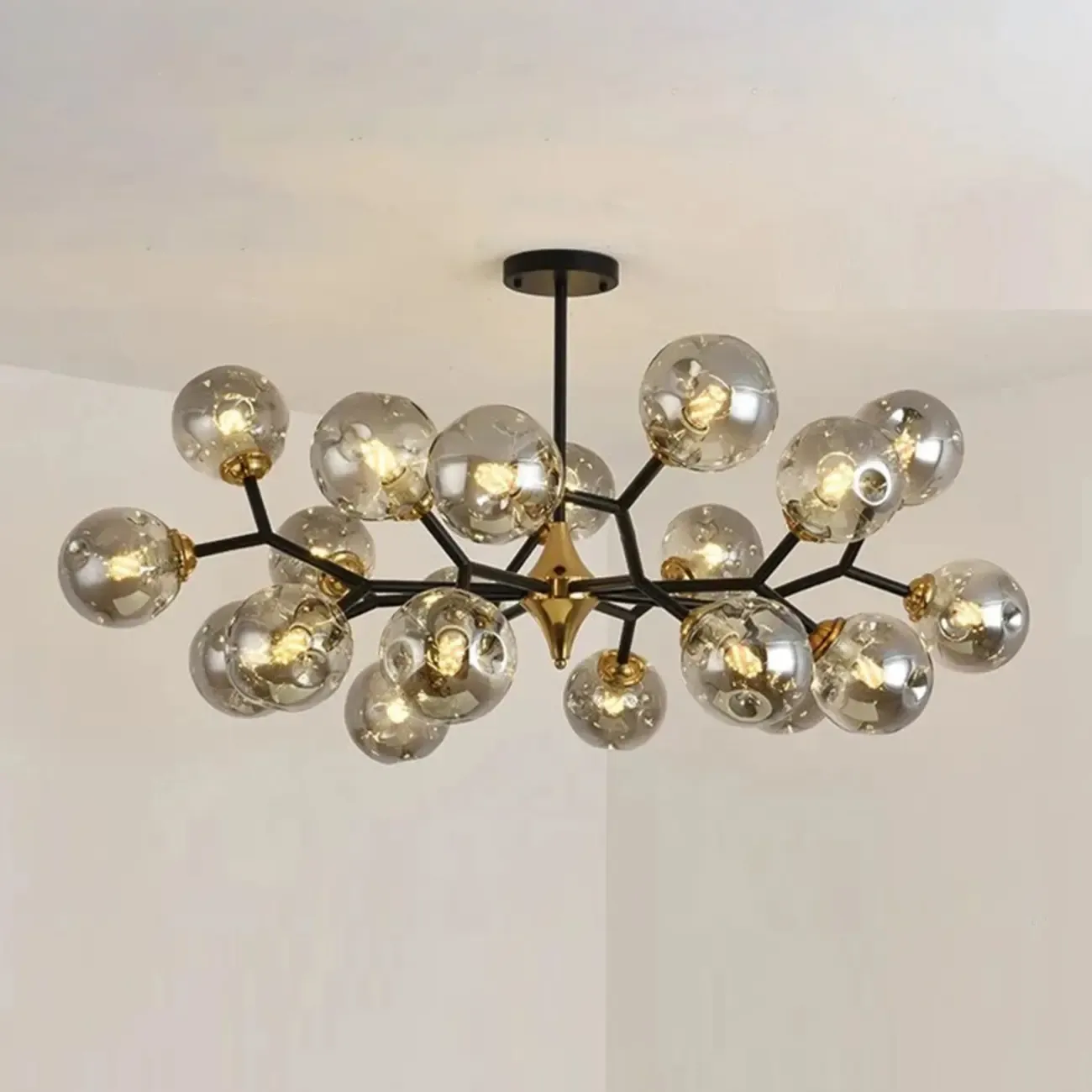 Modern Black Gold Glass Sputnik Chandelier