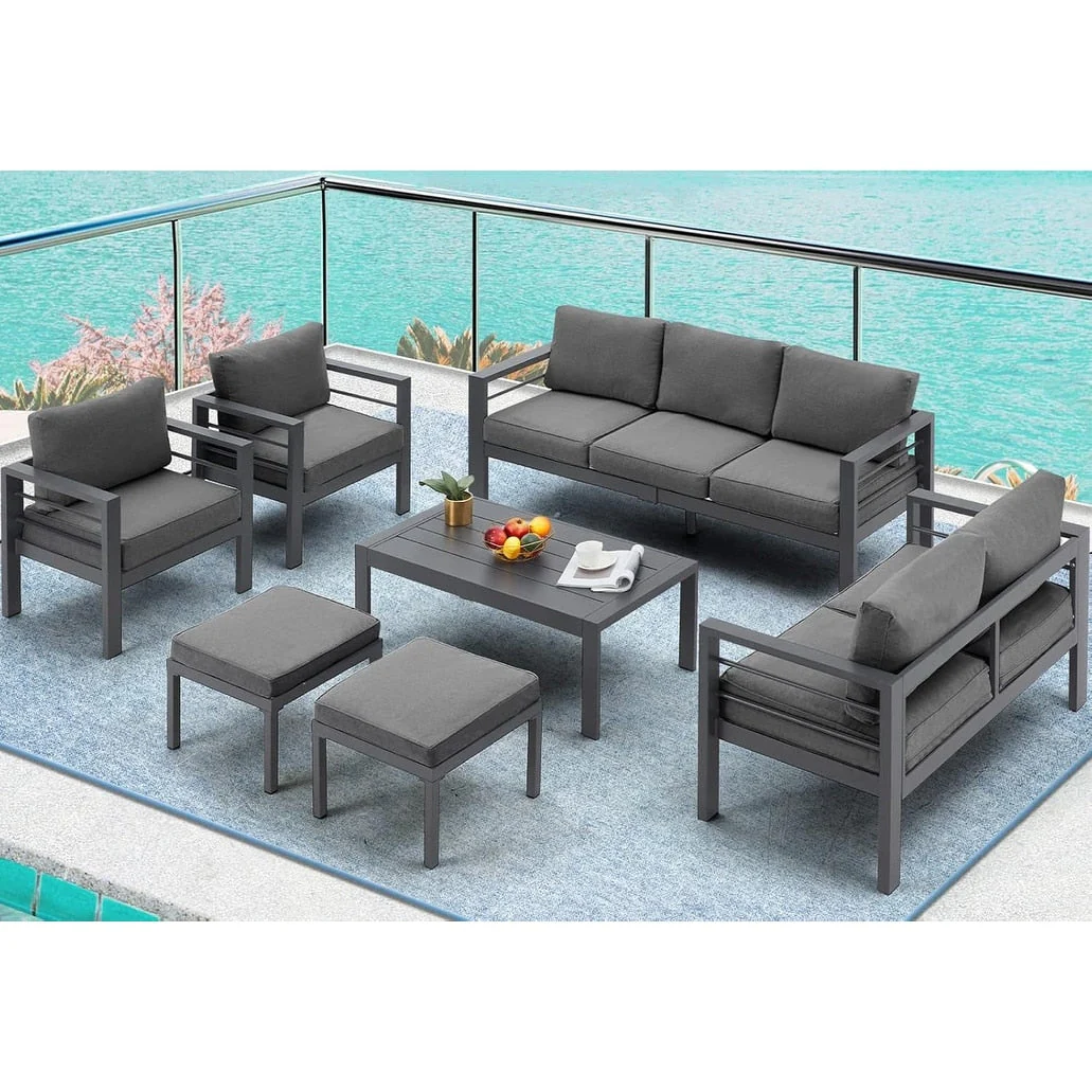 AECOJOY 7 Pieces Aluminum Patio Furniture Set Outdoor Conversation Set