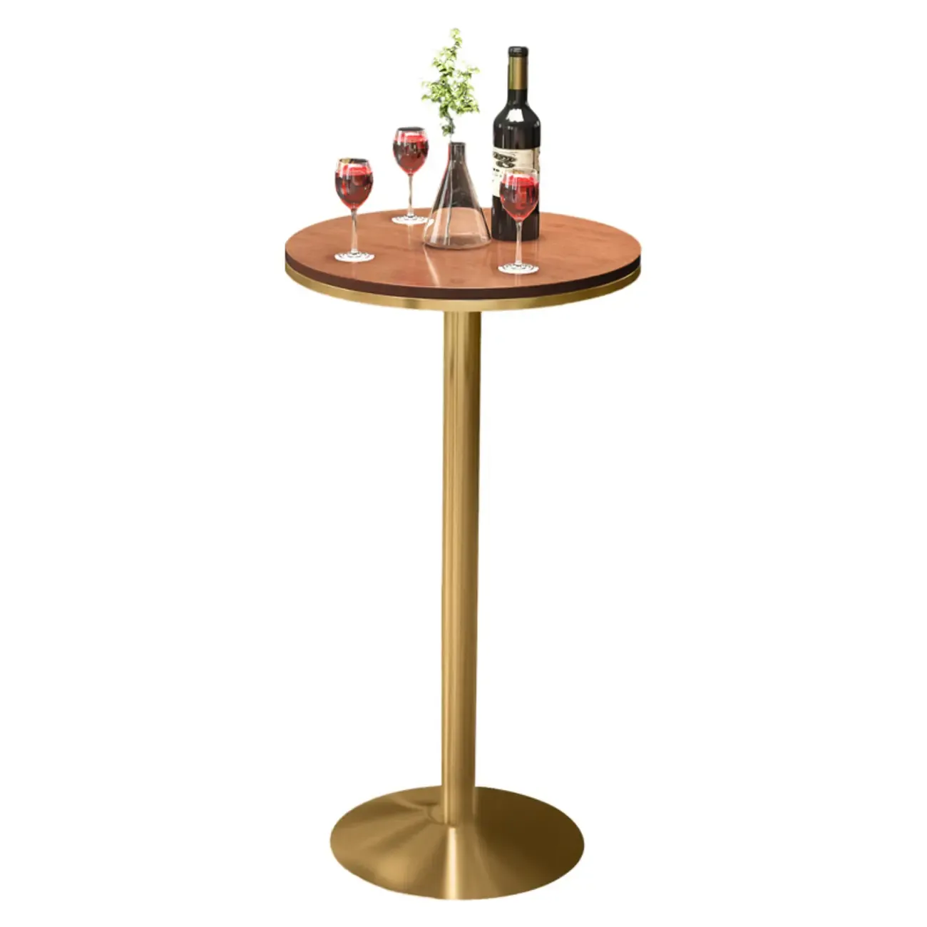 Small Round Golden Base Bar Table Stone Top 2 Seat