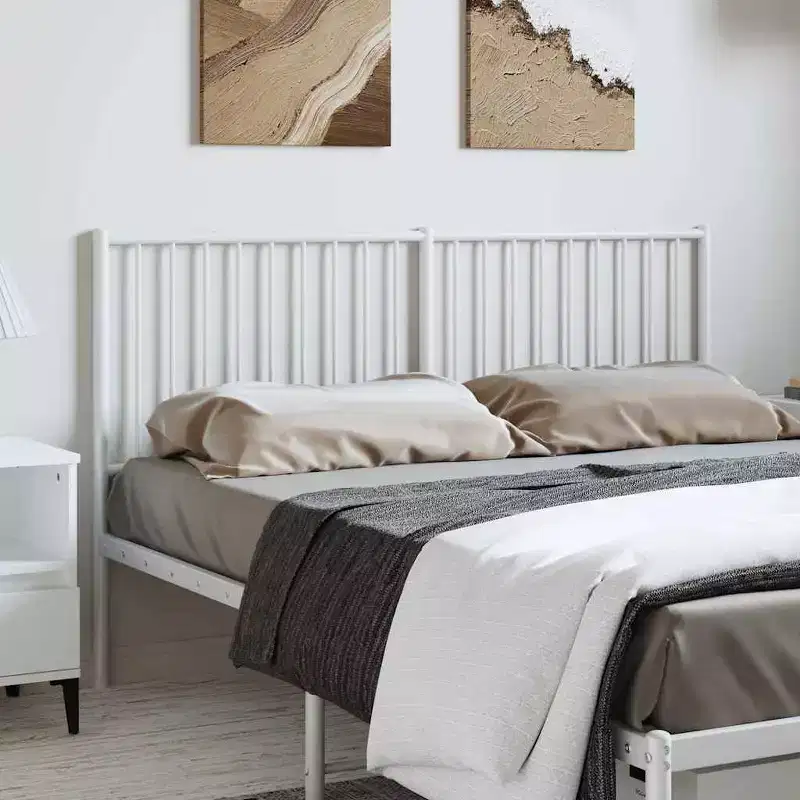 vidaXL 35.4-Inch Metal Headboard for Full Size Beds, Durable Steel Construction Headboard for Modern Minimalist Bedroom, Easy Assembly, White