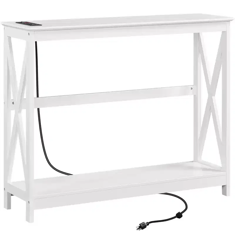 Yaheetech 2-Tier Sofa Table with Outlet for Hallway/Living Room/Corridor
