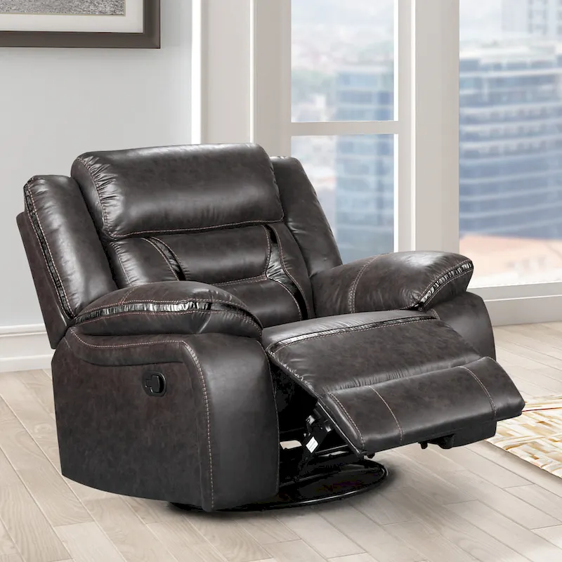 Roundhill Furniture Elkton Manual Motion Recliner, Dark Chestnut