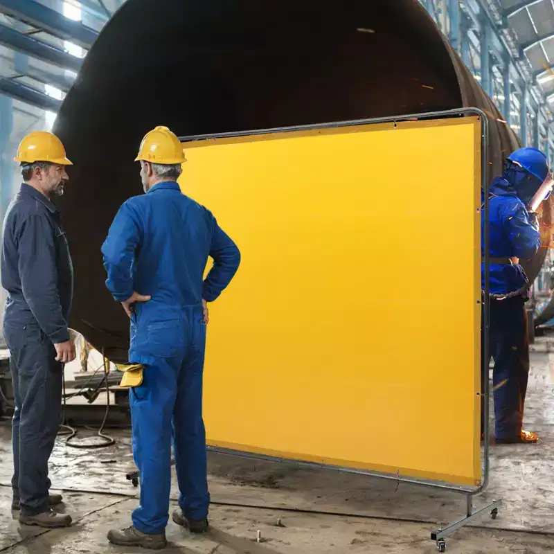 VEVOR Welding Screen with Frame, 6' x 8' Welding Curtain Screen, Flame-Resistant Vinyl Welding Protection Screen on 4 Swivel Wheel, Yellow