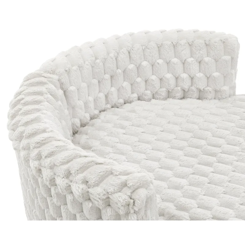 Off White 35 3D Upholstered Barrel Chair with Wheels