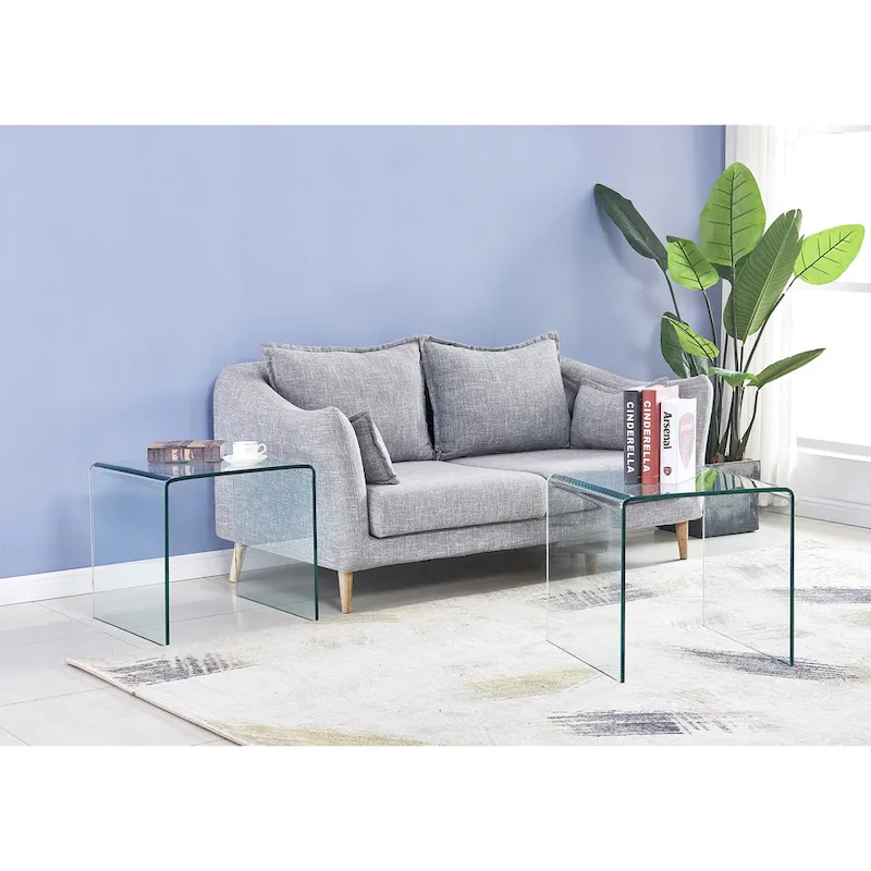 Glass Console Table, Transparent Tempered Glass Console Table