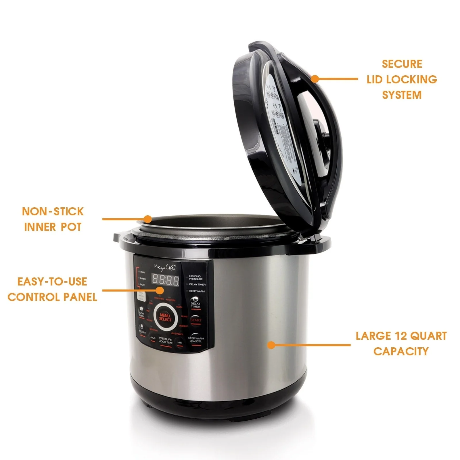 MegaChef Digital Pressure Cooker and Lid with 12 Quart Capacity