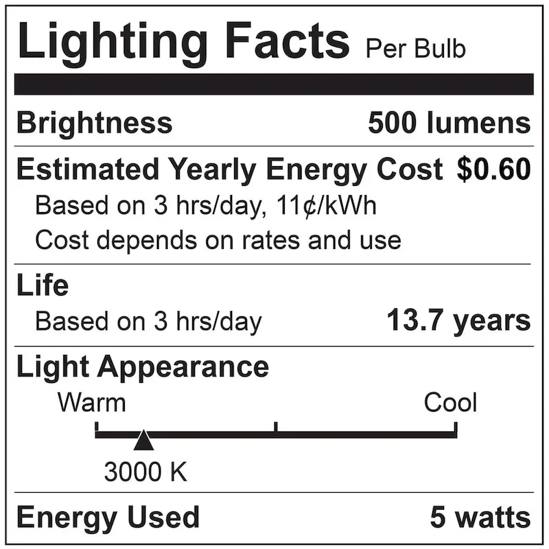 Bulbrite 5 Watt LED G16 Light Bulbs, Warm Dimming 3000K (Soft White) - 1800K (Candlelight), 500 Lumens, (4 Pack) - Pack of 4