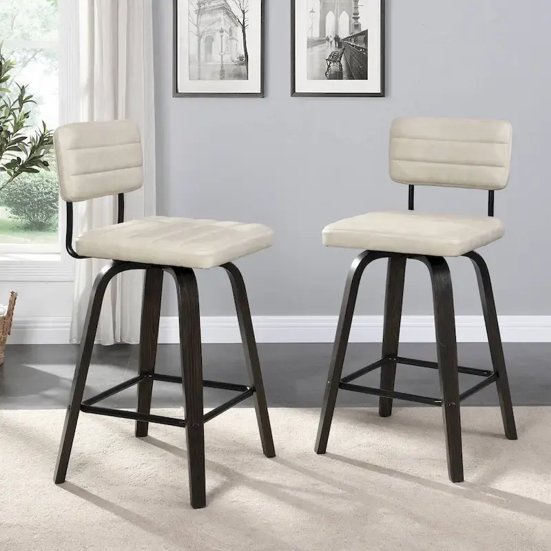 Swivel Counter Height Bar Stool with PU Leather Seat