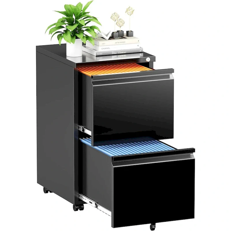 2-Drawer Mobile File Cabinet with Lock, 27