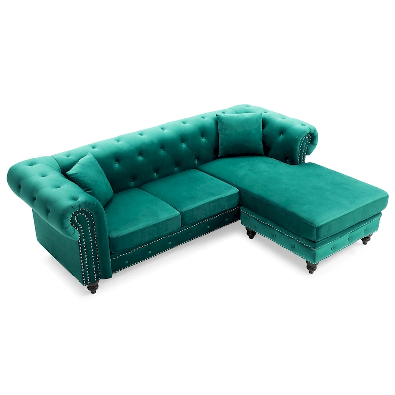 Nola Velvet Sofa with Chaise