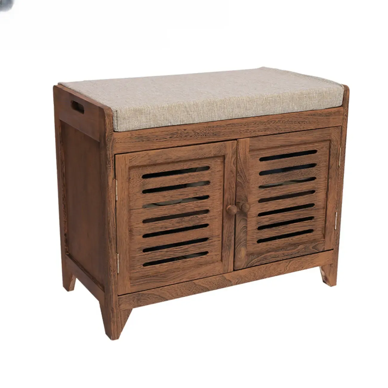Entryway Wooden Cushioned Shoe Bench with Cabinet
