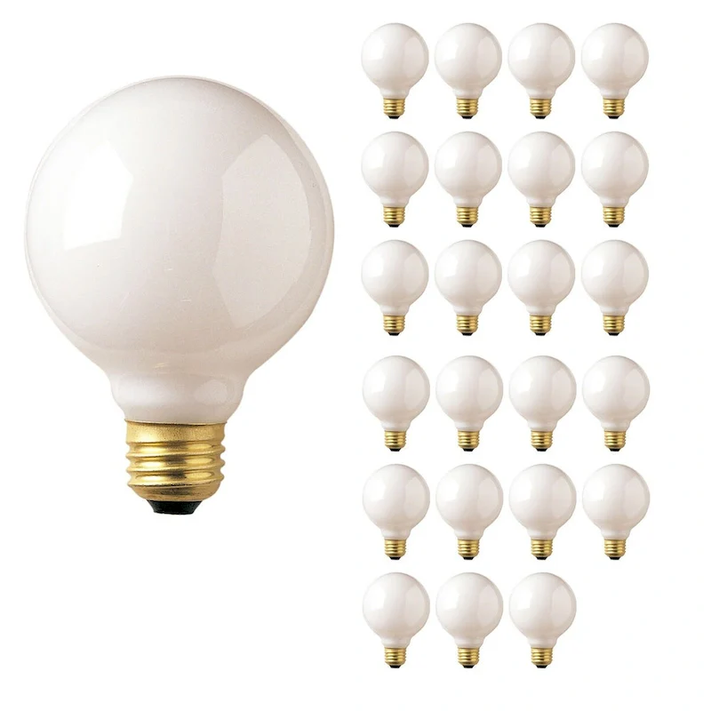 Bulbrite Pack of (24) 25 Watt Dimmable White G25 Incandescent Light Bulbs with Medium (E26) Base, 2700K Warm White Light