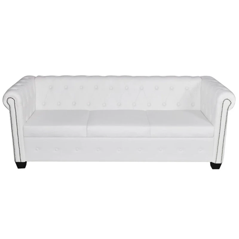 Chesterfield 3-Seater Artificial Leather White