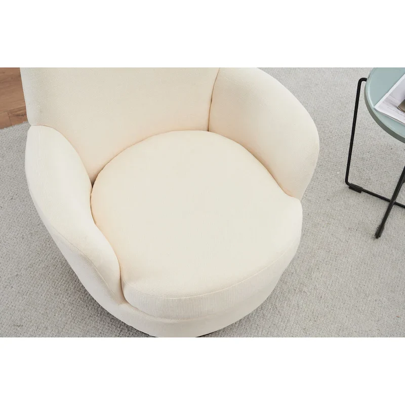 29.3 Upholstered Swivel Barrel Chair with Stainless Steel Base