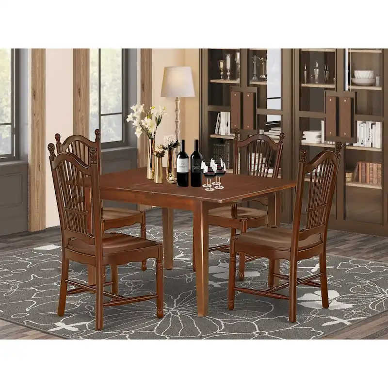 East West Furniture Dining Table Set- A Rectangular Kitchen Table and Kitchen Dining Chairs, Mahogany (Pieces Options)