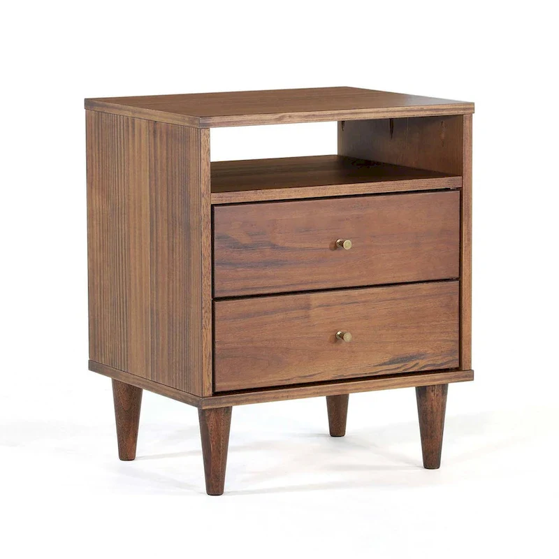 Grain Wood Furniture Mid Century Two-Drawer Nightstand