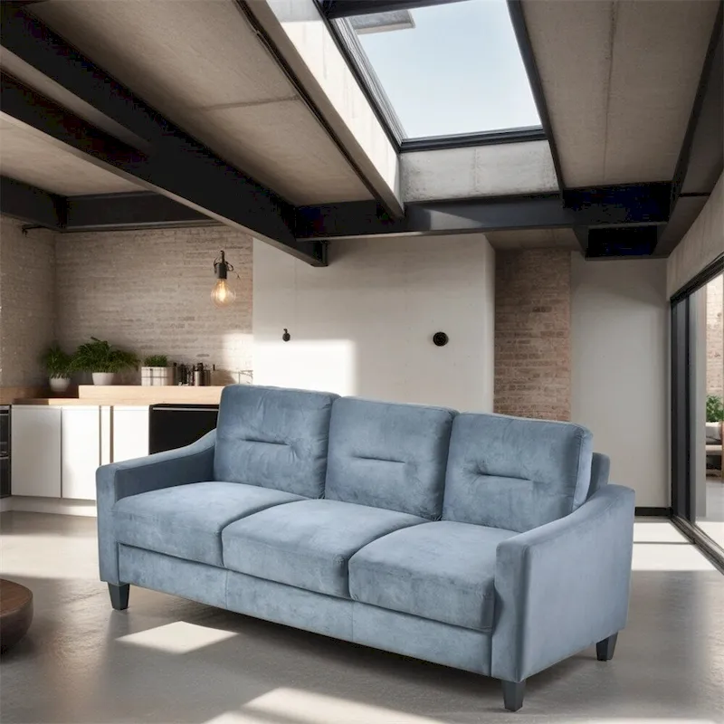 Fabric Sofa with Wood Frame and Legs