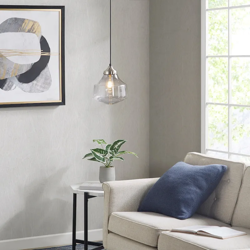 Madison Park Signature Elm Bell-Shaped Glass Pendant