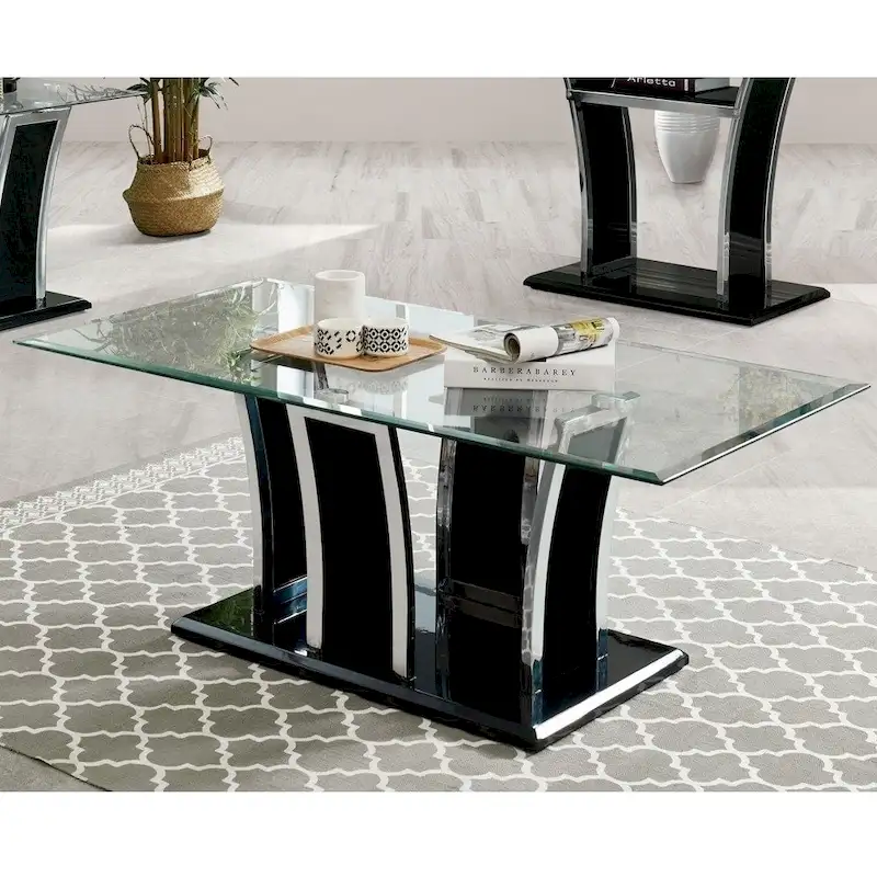 47-inch Glass Top 1-Shelf Coffee Table