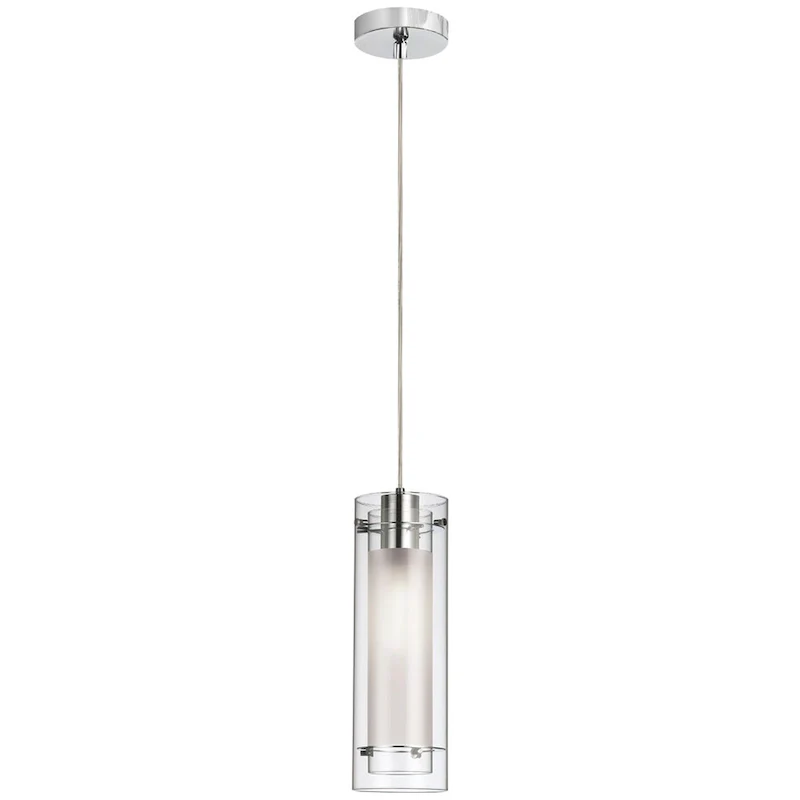 1-light Polished Chrome/ Clear Frosted Glass Pendant