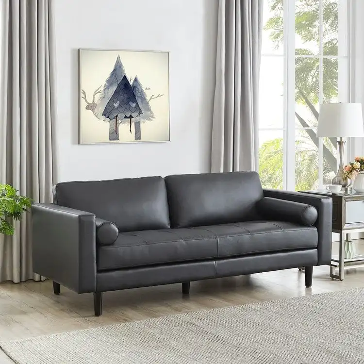 Genuine Mid-Century Leather Sofa