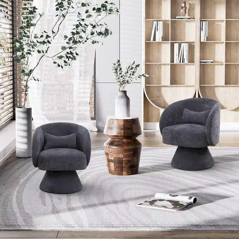 Ouyessir 360 Degree Modern Swivel Cuddle Barrel Sofa Chairs