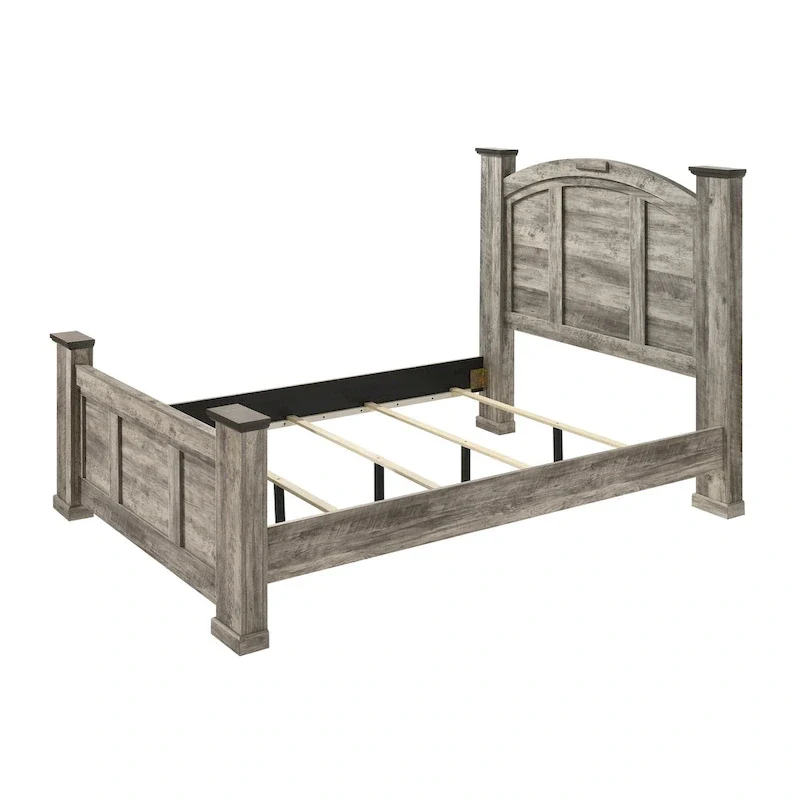 Aimon 5 Piece Gray Rustic Panel Bedroom Set