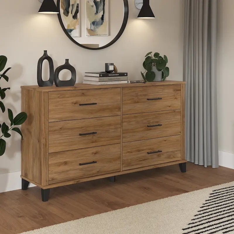 Transitional Grain-textured Grey Dresser