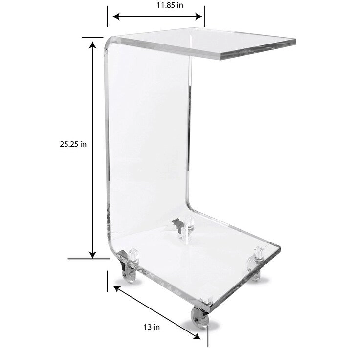 DesignStyles Acrylic C-Table w/Wheels