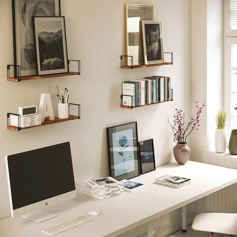 Wallniture Avila 24x4.5  Kitchen Wall Shelves, Natural Burned,Set of 4