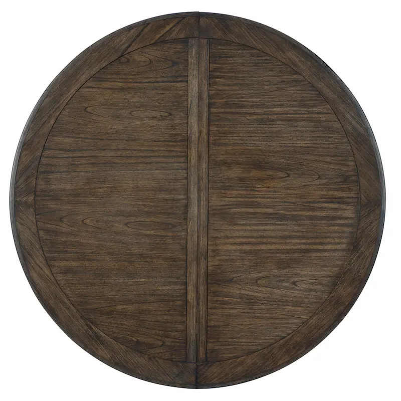 Dark Brown Wood Extendable Round Dining Table