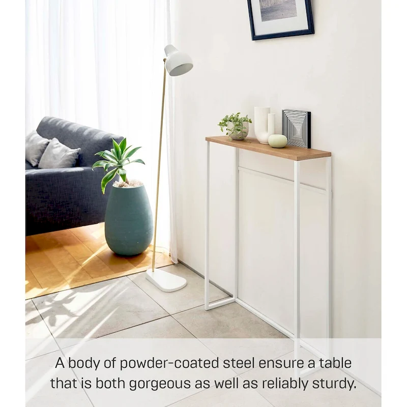 Yamazaki Home Narrow Entryway Console Table, Steel, Holds 11 lbs - L 7.28 x W 23.62 x H 31.69 inches