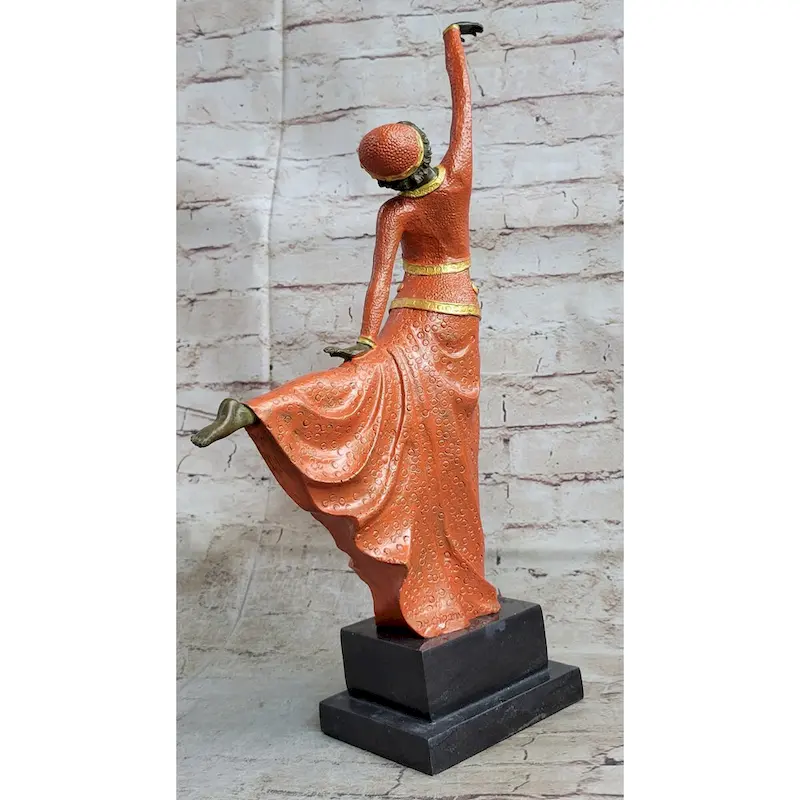 Signed D.H.Chiparus Bronze Statue, Art Deco Dancer Sculpture Hand Made Figurine