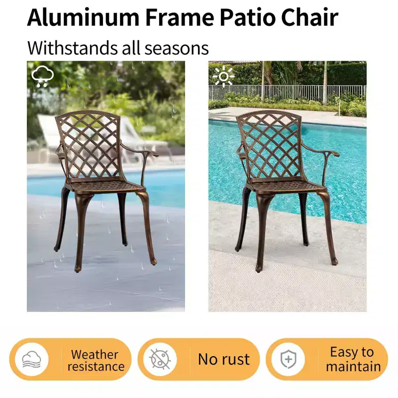 Karl Home | Bronze Aluminum Patio Dining Chair Set (2-Piece)