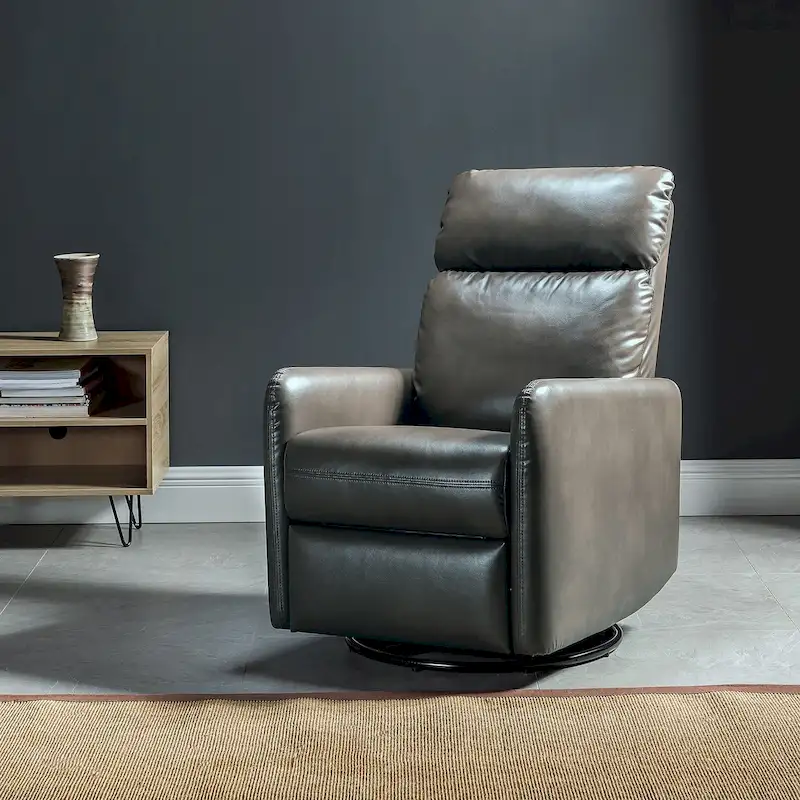 Leather Manual Swivel Recliner
