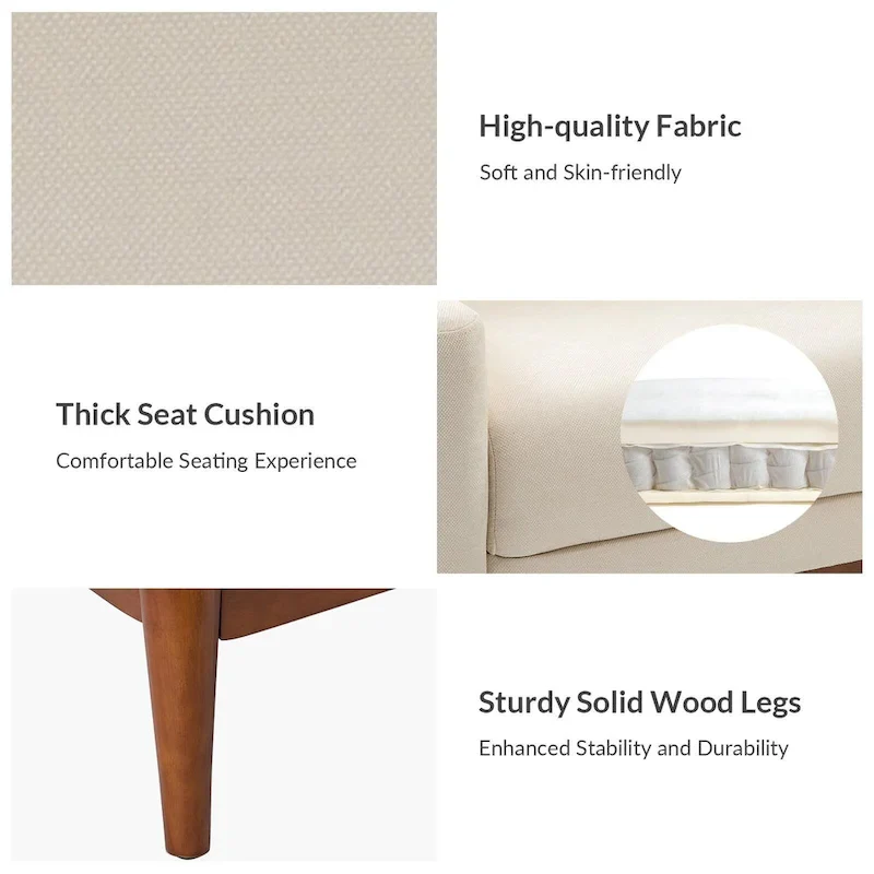 Francis Mid-century Modern Upholstered Armchair with Sloped Arms and Solid Wood Legs by HULALA HOME