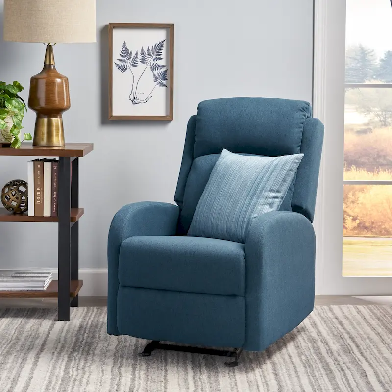 Navy Blue / Dark Grey & Black Fabric Rocking Recliner, Single