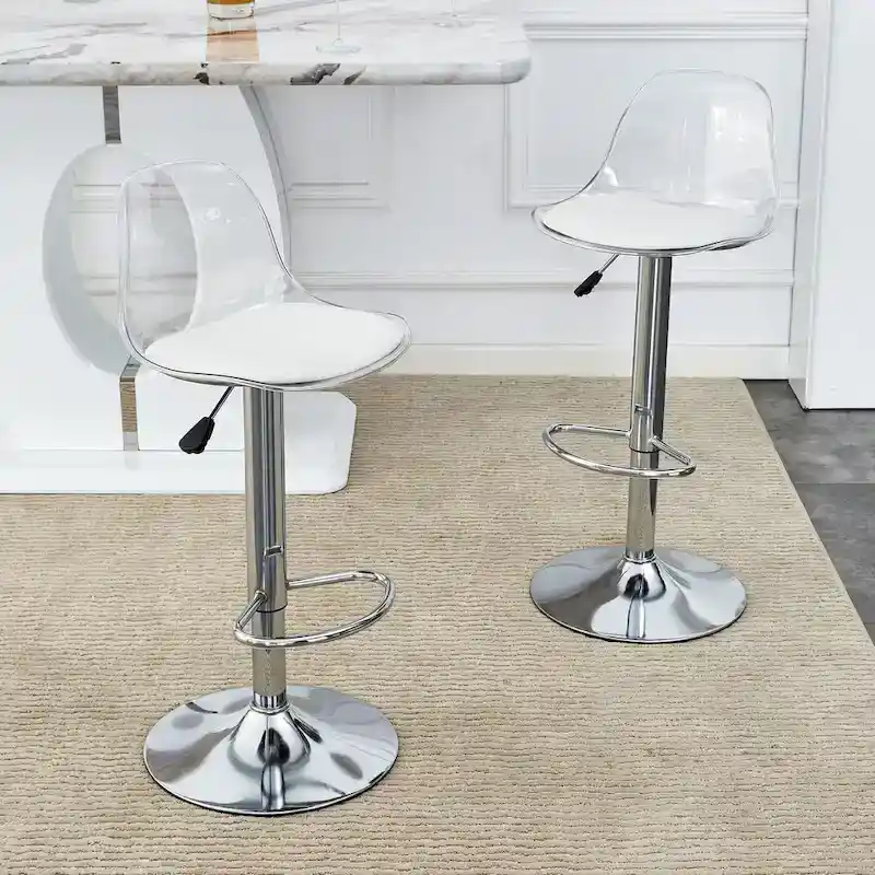 Swivel Bar Stools Set of 2, Counter Height Barstools with Backrest, Dining Room Chairs with Footrest and PU Seats