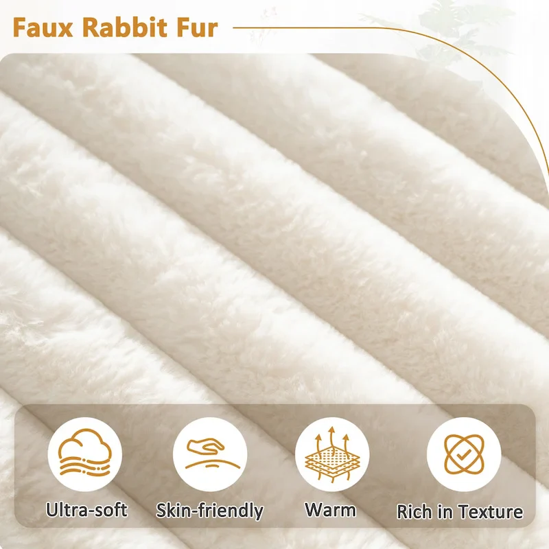 110 Faux Fur Cloud 3-Seater sat L-Shaped Sectional Sofa with Two Included Throw Pillows