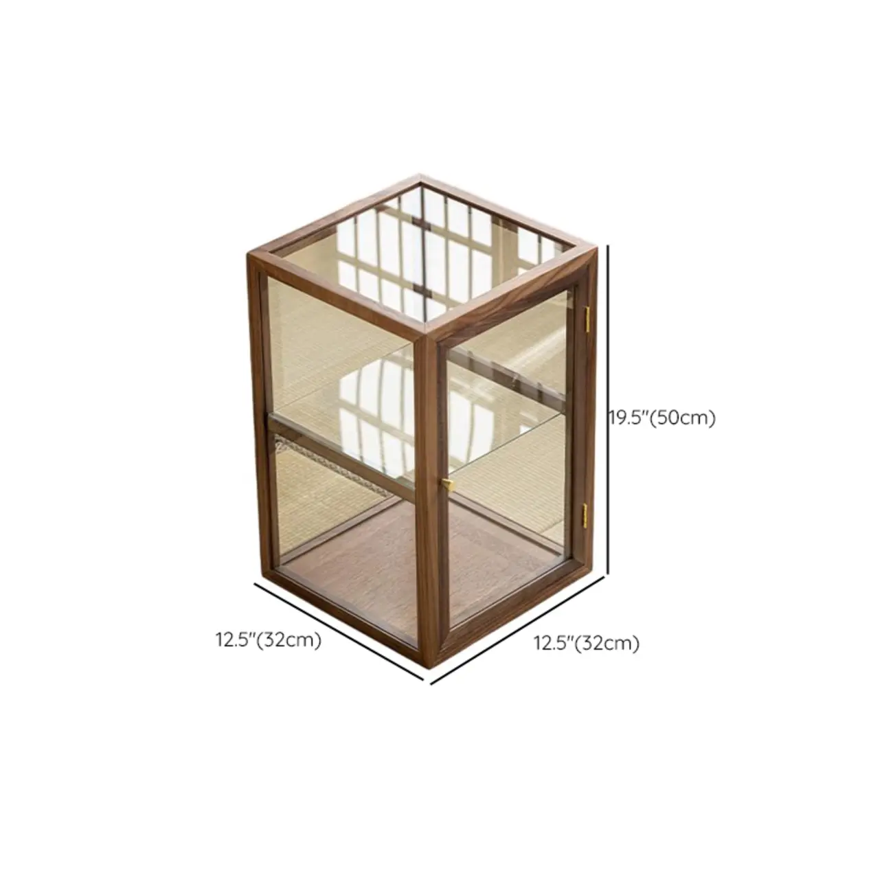 Modern Brown Wood Curio Cabinet with Glass Shelves