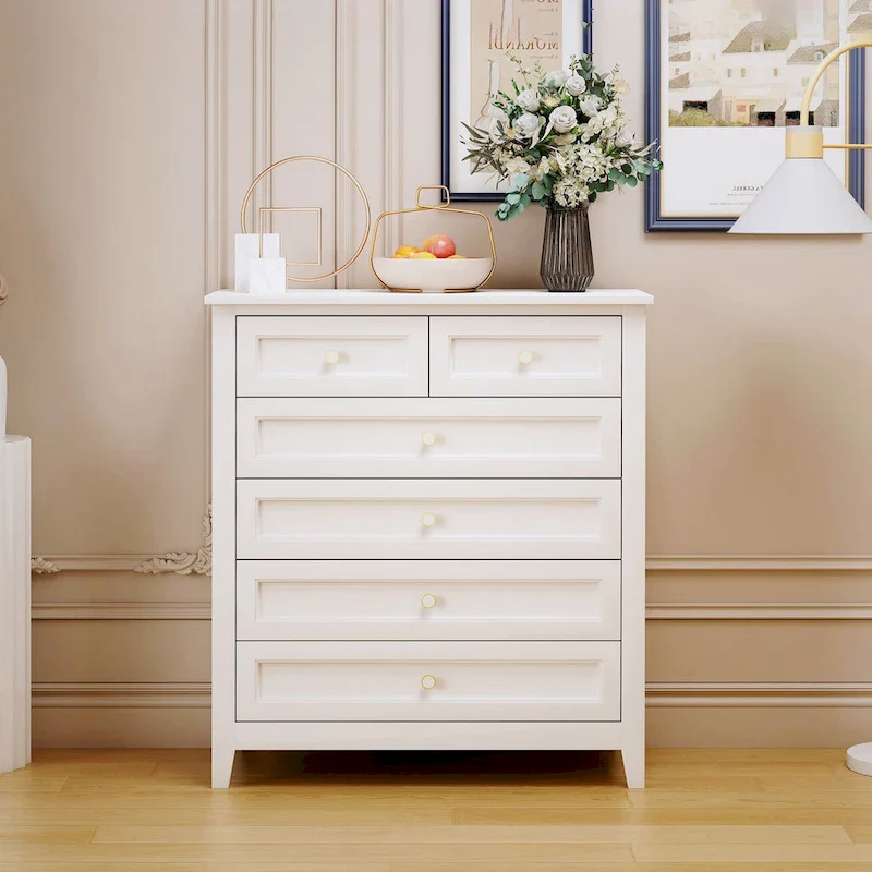 Solid Wood Spray-painted 6 Drawer Chest