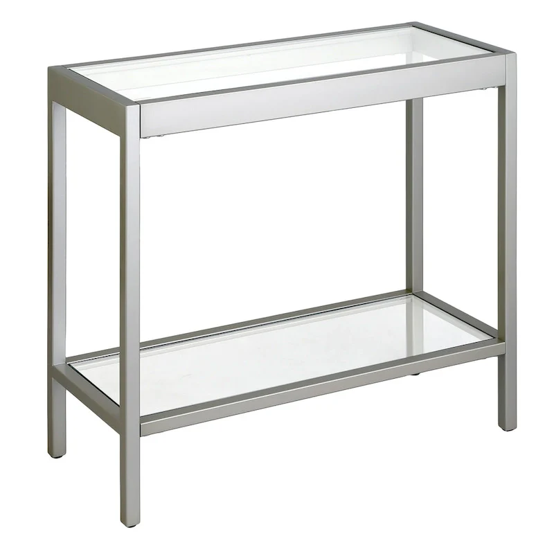 Bronze Rectangular Glass Side Table 24 Inch
