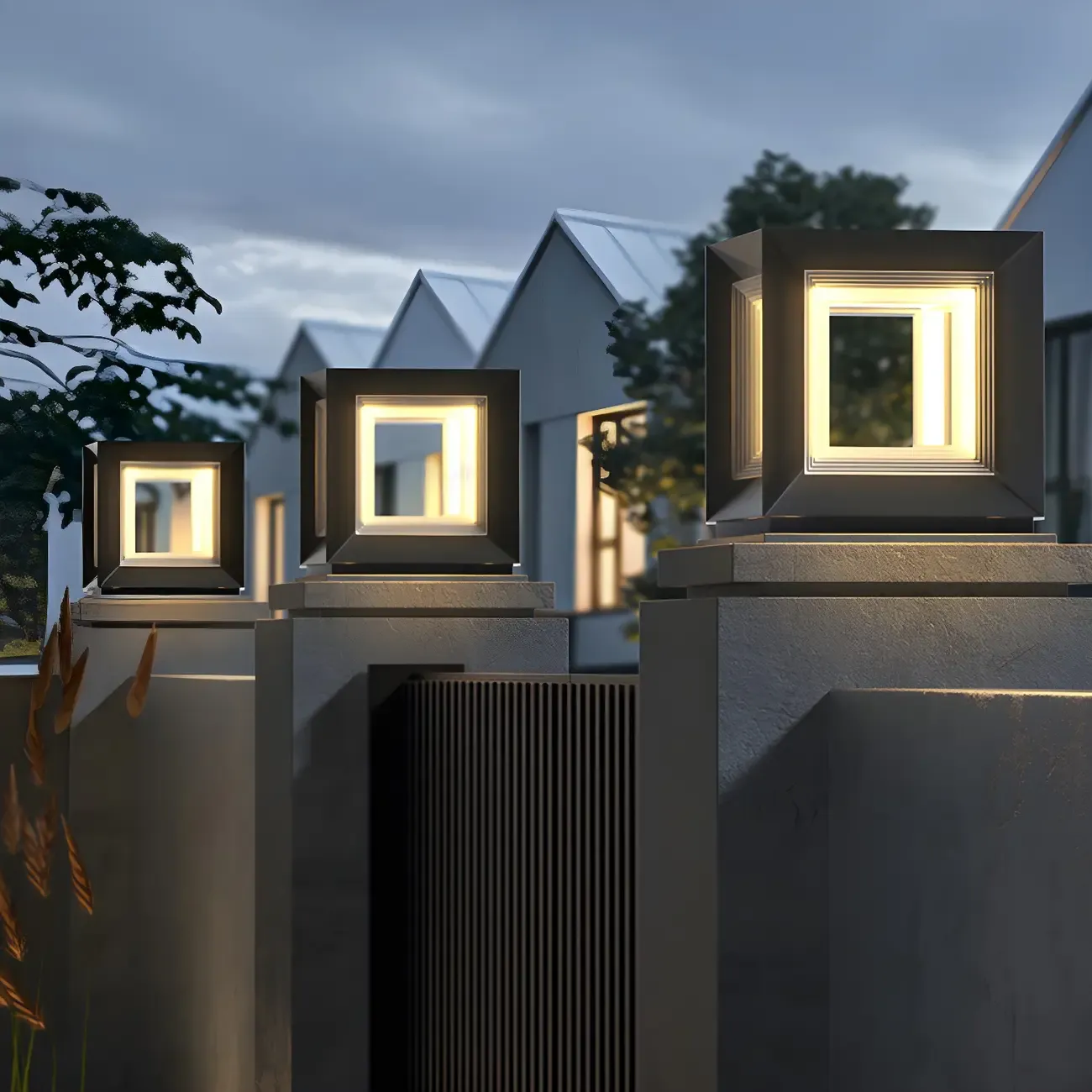 Modern Metal Black Geometric LED Post Cap Light