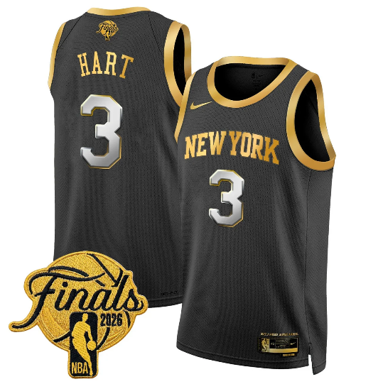 Josh Hart 3 New York Knicks Black Gold 2026 Finals Jersey