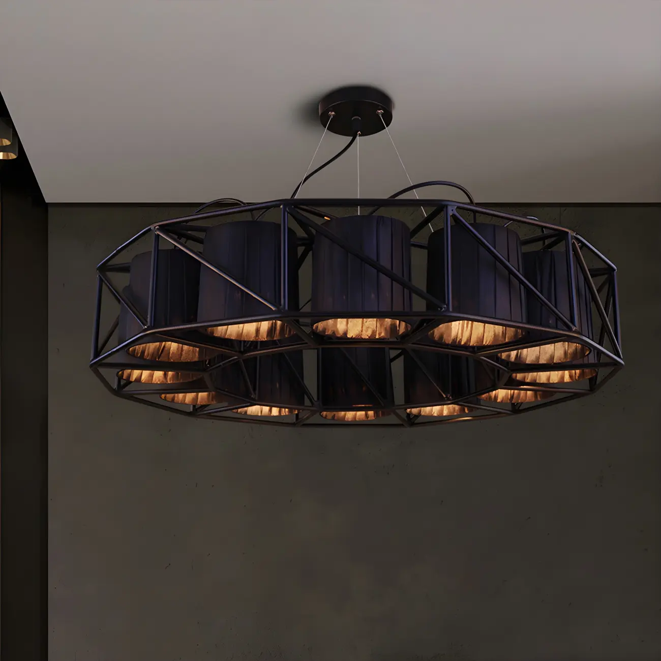 Black Metal Geometric Modern Chandelier Light