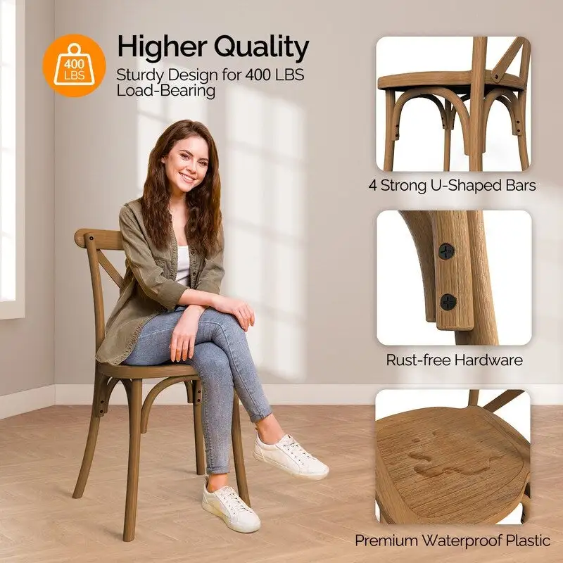 Patio Plastic Stackable Dining Chair Set (Set of 2)